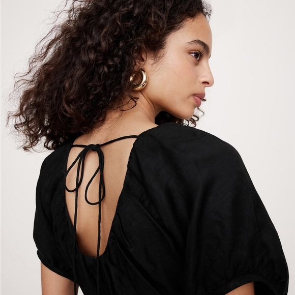 NWT Banana Republic Viscose Linen Blend Black Maxi Dress SZ 10 Purchased 6/1/25 - Picture 6 of 11